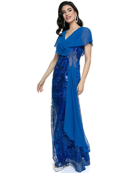 RichgirlBoudoir Maxi Dress for Wedding / Baptism Satin Blue