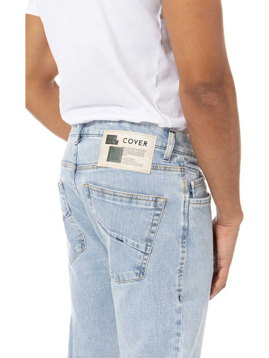 Men's Jeans Pants Elastic with Slim Tapered Fit Washed Blue