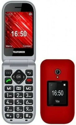 Telefunken S460 Single SIM Handy mit Großen Tasten (Englisches Menü) Rot