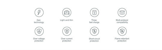 Havit Charger Without Cable with USB-A Port and 2 USB-C Ports 65W Power Delivery Blacks (UC10)