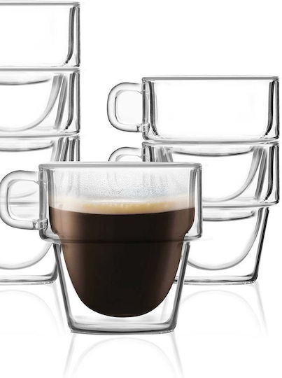 Vialli Design Satz Tassen Espresso Glas Transparente 150ml 6 Stück