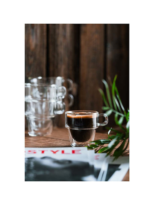 Vialli Design Satz Tassen Espresso Glas Transparente 150ml 6 Stück