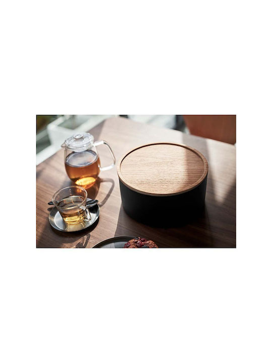 Yamazaki Κουτί Γενικής Χρήσης με Καπάκι Γυάλινο Μαύρο 22x11x22cm