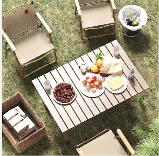 Set Pliabile Scaun de Plajă Aluminiu Bej 52x53x80cm. Set 2buc