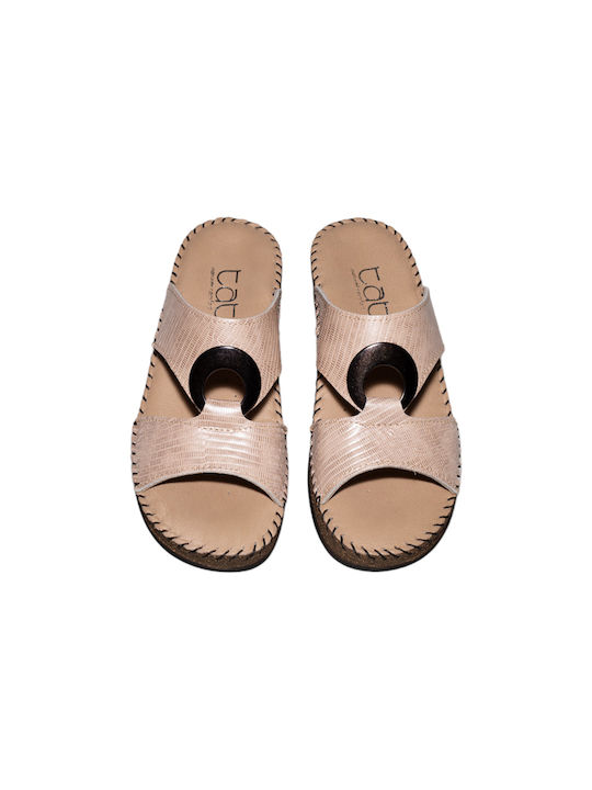 Tatoo Leather Women's Flat Sandals Anatomic in Beige Color