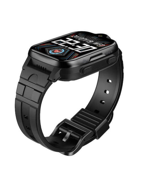 Garett Kinder Smartwatch mit GPS und Kautschuk/Plastik Armband Schwarz