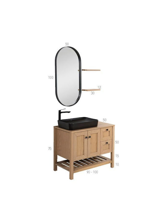 Mabo Bathroom Mirror made of Metal 100x50cm Gray