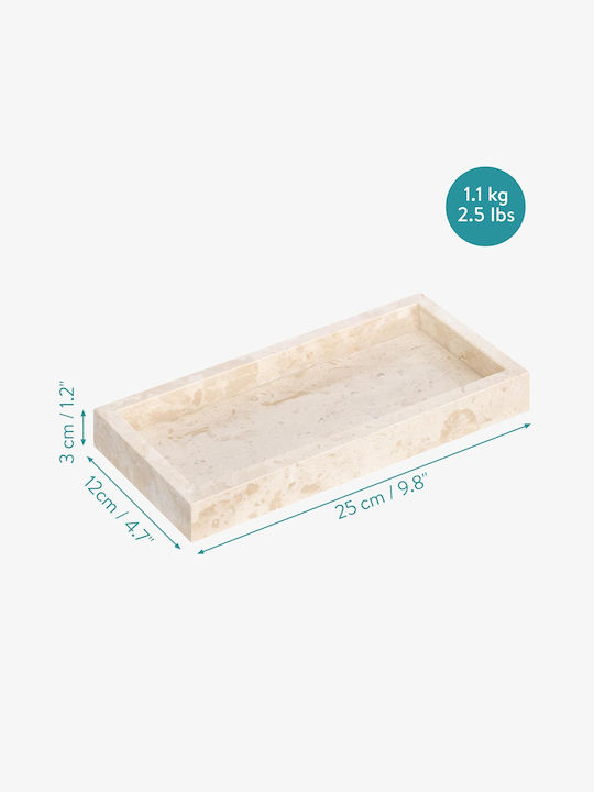 Navaris Dreptunghiular Tavă de Servire cu Mânere în Culoare Bej 25x12x3cm 60970.01 1buc