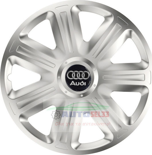 Versaco Auto Radkappen Set mit Marke Auto 4Stück 15" Silber/Silber
