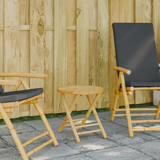 Sitting Room Outdoor Foldable Bamboo Table Natural 45x45x45cm