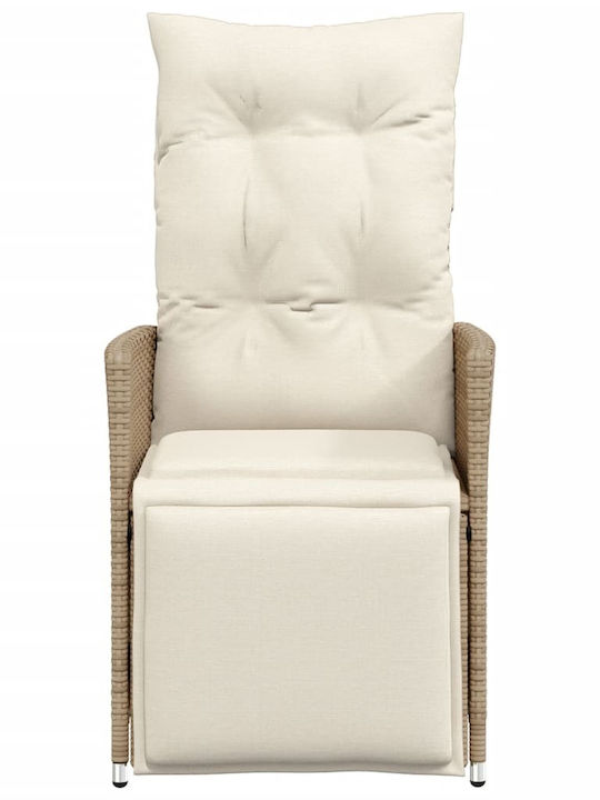 Outdoor-Sessel Rattan Beige mit Kissen 49x50.5εκ.