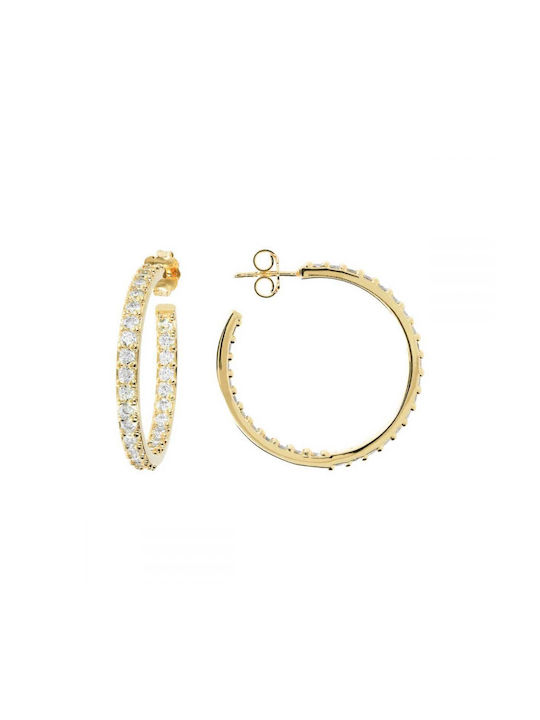 Bronzallure Earrings Hoops Gold Plated with Stones