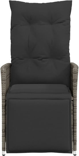 Outdoor Chair Rattan Grey with Cushion 2pcs 49x50.5cm