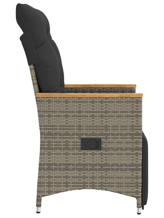 Outdoor Chair Rattan Grey with Cushion 2pcs 49x50.5x72cm