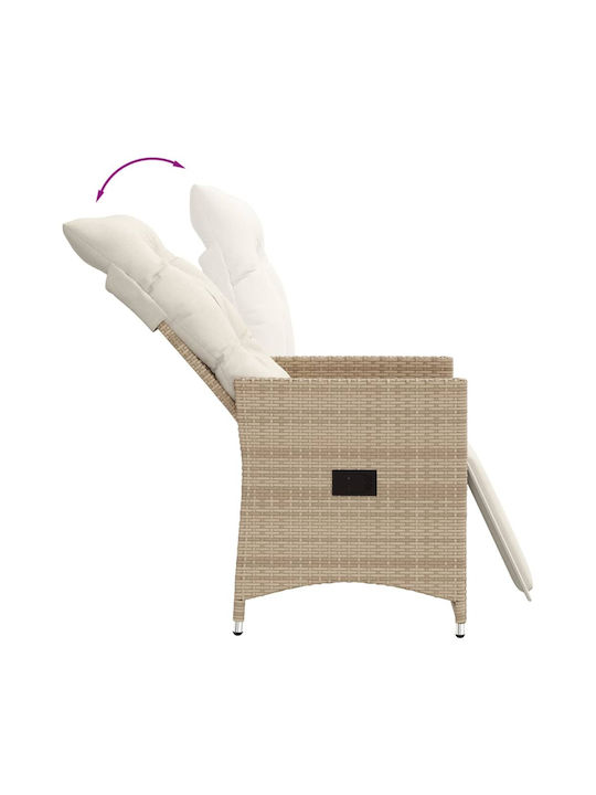 Outdoor-Sessel Rattan Beige mit Kissen 49x50.5εκ.