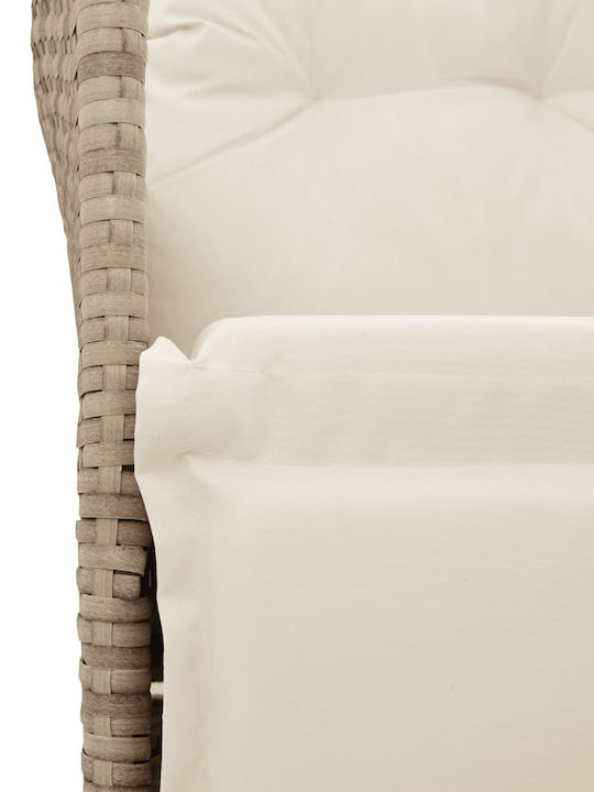 Outdoor-Sessel Rattan Beige mit Kissen 49x50.5εκ.