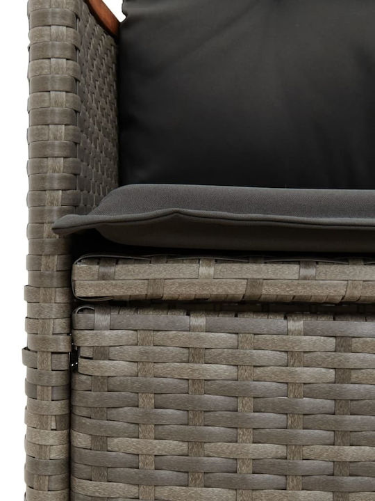 Outdoor Chair Rattan Grey with Cushion 2pcs 49x50.5x72cm