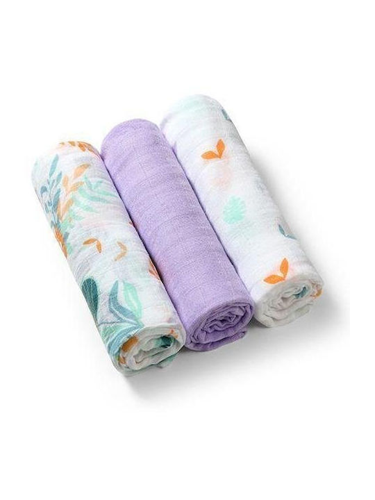 Babyono Take Care Muslin Burp Cloths Lilac 70x70cm 3 Pieces