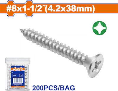 Wadfow Sheet Metal Screw Phillips Galvanized with Diameter M4.2 and Length 38mm 200pcs