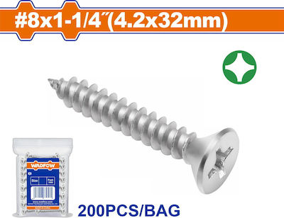 Wadfow Sheet Metal Screw Phillips Galvanized with Diameter M4.2 and Length 32mm 200pcs