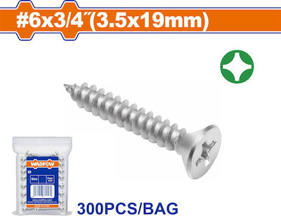 Wadfow Sheet Metal Screw Phillips Galvanized with Diameter M3.5 and Length 19mm 300pcs