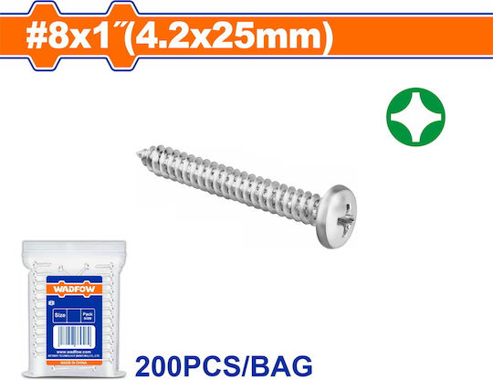 Wadfow Șurub de tablă cu cap în cruce Galvanizat cu Diametru M4.2 și Lungime 25mm 200buc