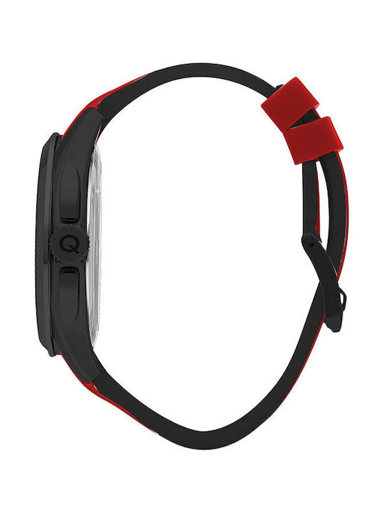 Quantum Watch Chronograph Battery with Red Rubber Strap