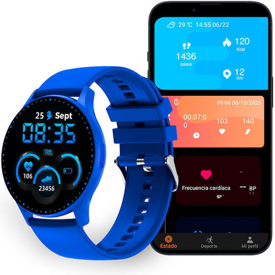 Ksix Core Aluminium Smartwatch with Heart Rate Monitor (Blue)