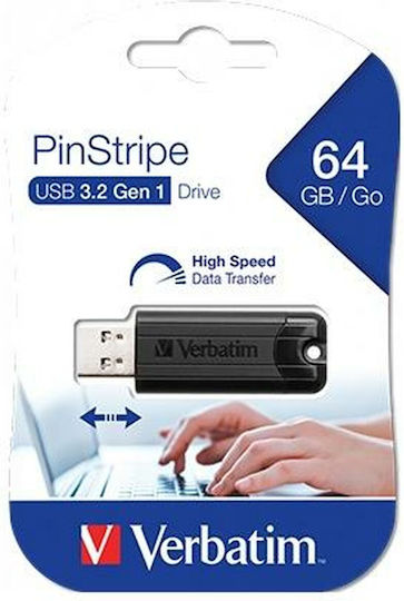 Verbatim Pinstripe 64GB USB 3.2 Stick Black