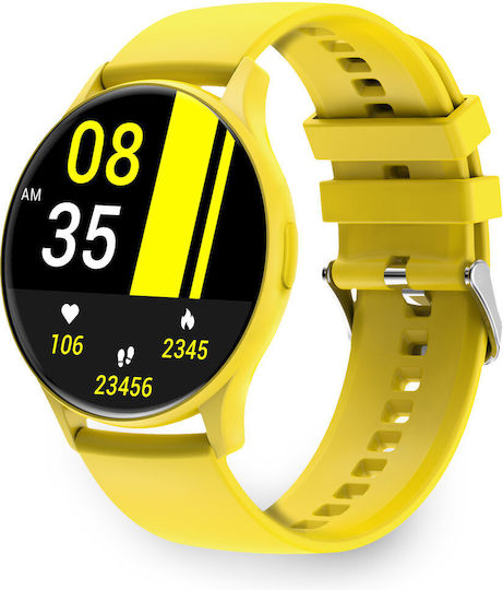 Ksix Core Aluminium Smartwatch with Heart Rate Monitor (Yellow)