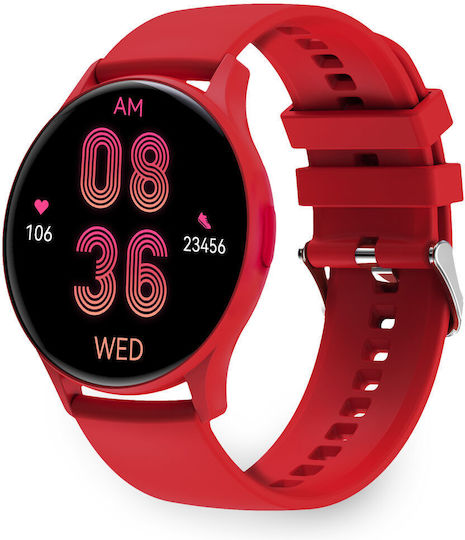Ksix Core Aluminium Smartwatch με Παλμογράφο (Κόκκινο)