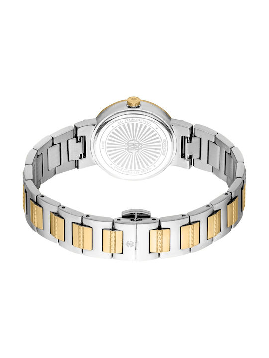 Roberto Cavalli Glam Crystals Uhr mit Grün Metallarmband