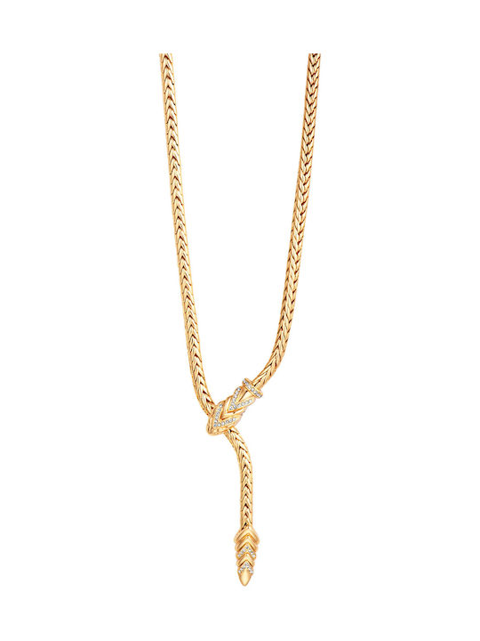 Roberto Cavalli Necklace from Gold Plated Steel with Zircon