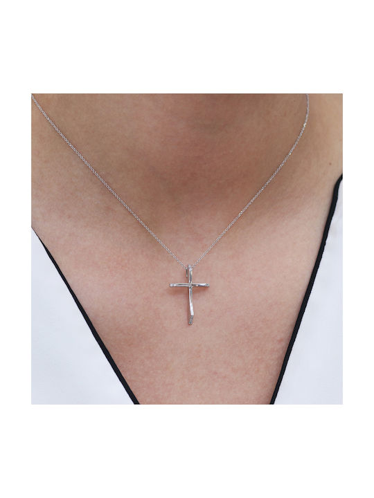 White Gold Cross 14K with Chain