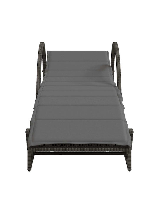 Deckchair Rattan with Cushion Gray with Table 2pcs 109x55x42cm.