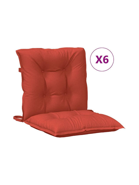 vidaXL Garden Chair Cushions with Backrest Red 6 Pieces 50x100cm