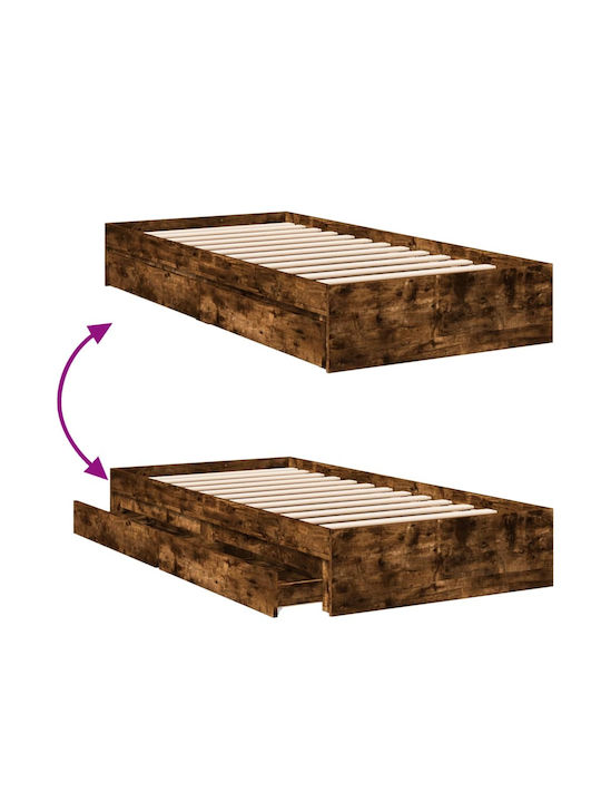 Einzelbett aus Holz Braune mit Lattenrost für Matratze 90x200cm