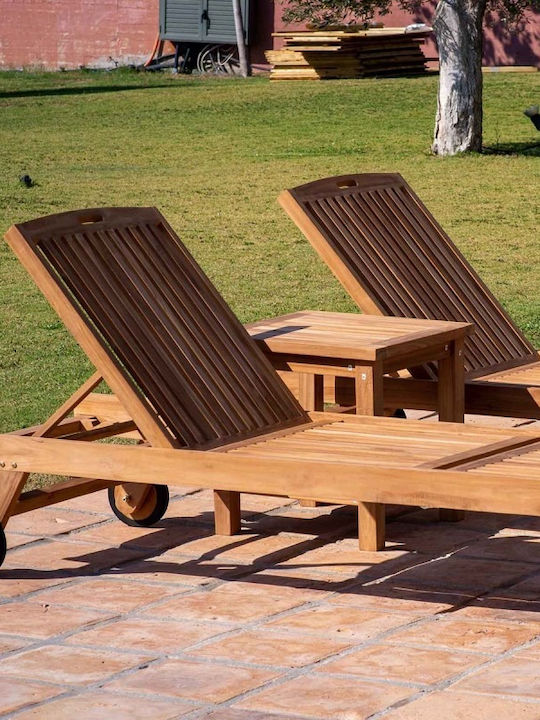 Ξαπλώστρα Ξύλινη Μπεζ με Τραπεζάκι 197x65x35εκ.
