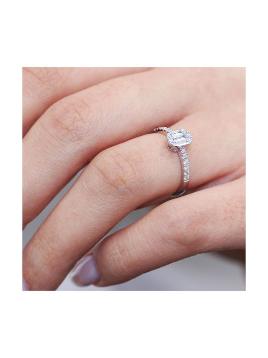 Single Stone from White Gold 18K with Diamond