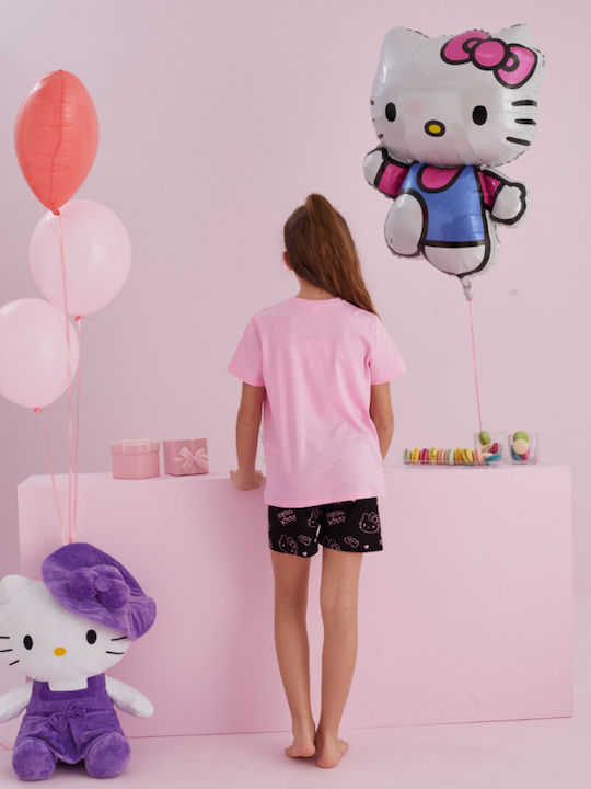 Hello Kitty Παιδική Πιτζάμα Καλοκαιρινή Βαμβακερή Ροζ