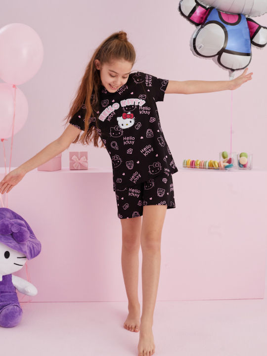 Hello Kitty Παιδική Πιτζάμα Καλοκαιρινή Μαύρο