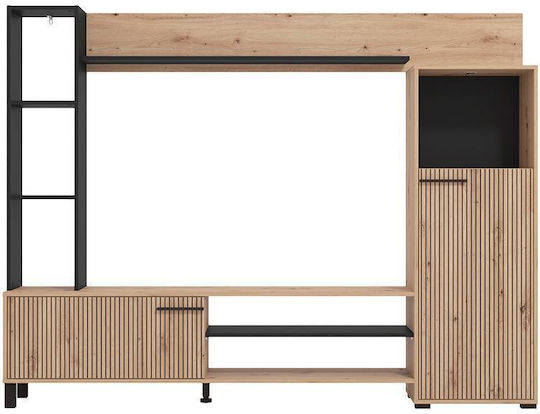 Wohnzimmer TV-Einheit Black mit Beleuchtung L208xB33xH158cm