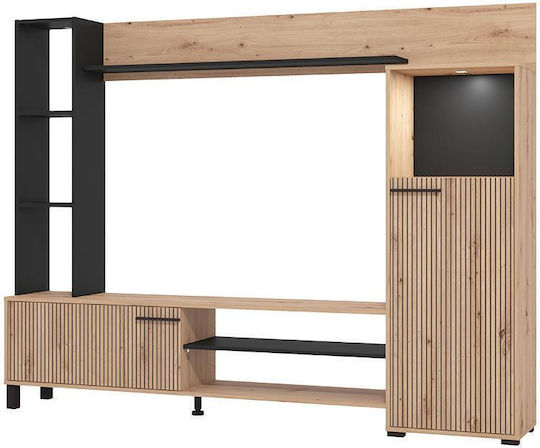 Wohnzimmer TV-Einheit Black mit Beleuchtung L208xB33xH158cm