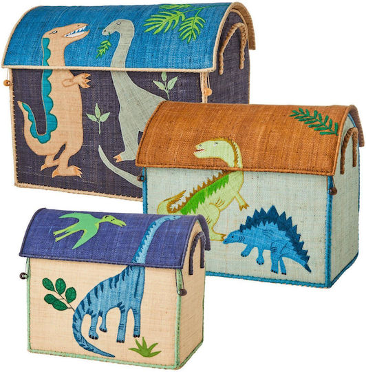 Cutie de jucării cu dinozauri, realizată manual, de mici dimensiuni