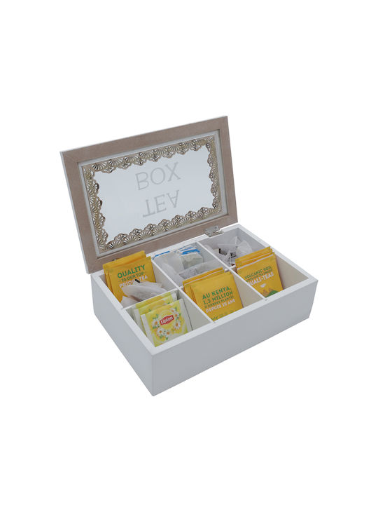 Uncle George Tea Storage Box with Lid Wooden White 15x7x23cm 1 Piece