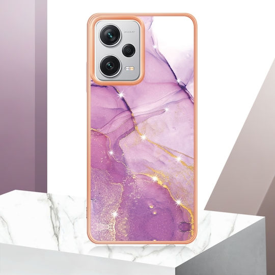 5g Global Electroplating Marble Back Cover Silicone / Plastic Purple (Redmi Note 12 Pro+)