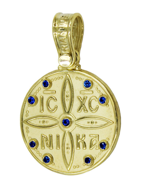 Roloi Kaliamanis Pendant Kids Talisman Double Sided Konstantinato made of Gold 14K PM1257