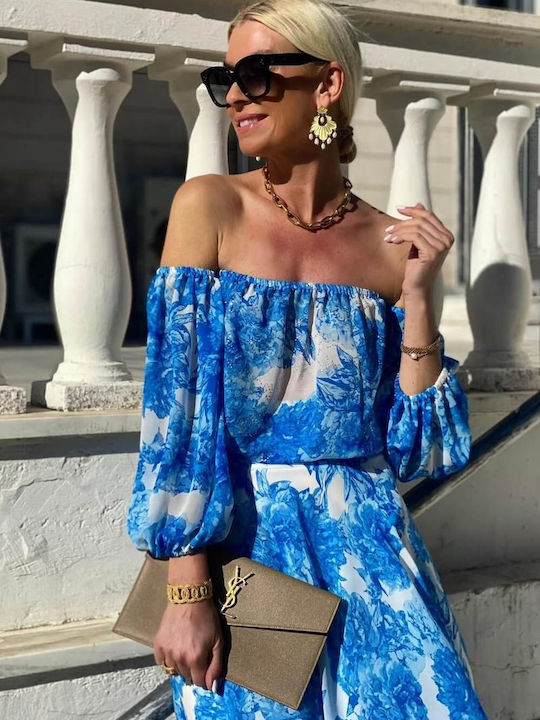 Be You Set with Maxi Skirt Floral in Blue color