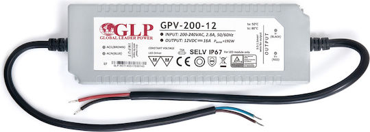 GLP LED-Netzteil Wasserdicht IP67 Leistung 192W mit Ausgangsspannung 12V