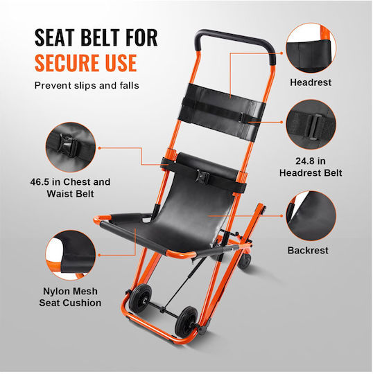 Vevor Transfer Stair Chair with Weight Capacity up to 158kg 85.5x53x135cm